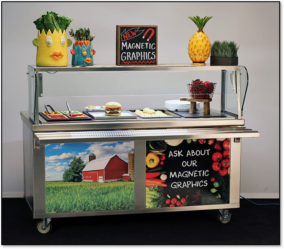Example of a QS series cart with magnetic graphics QS Series cart with magnetic graphics