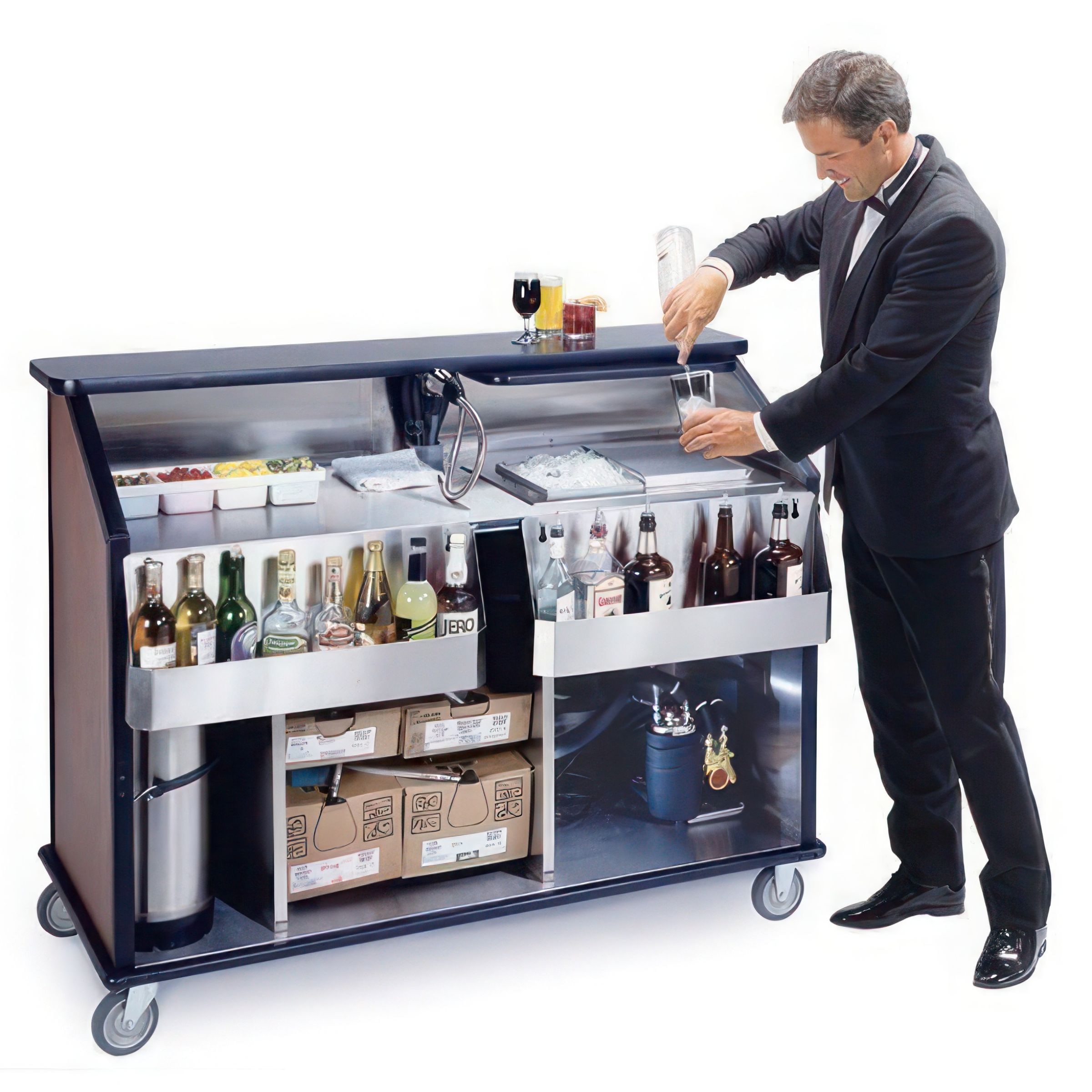 Lakeside 88930 Portable Beverage Bar, NSF, 62 1/2-in. Top Shelf, (1) 70-Lb.  Ice Bin with Drain - Lakeside Foodservice