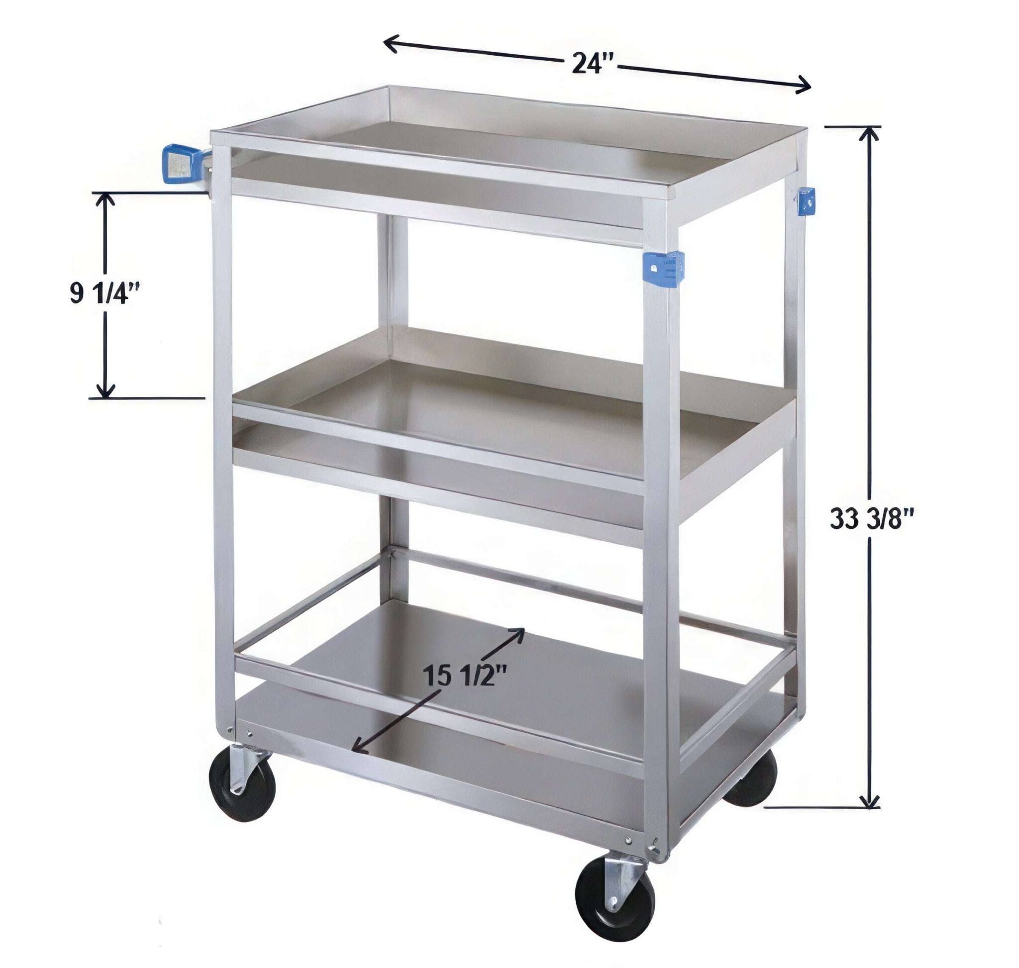 Utility Cart Slot Rails Lakeside 316 Guard Rail Utility Cart, 3 Shelf: 15-1/2