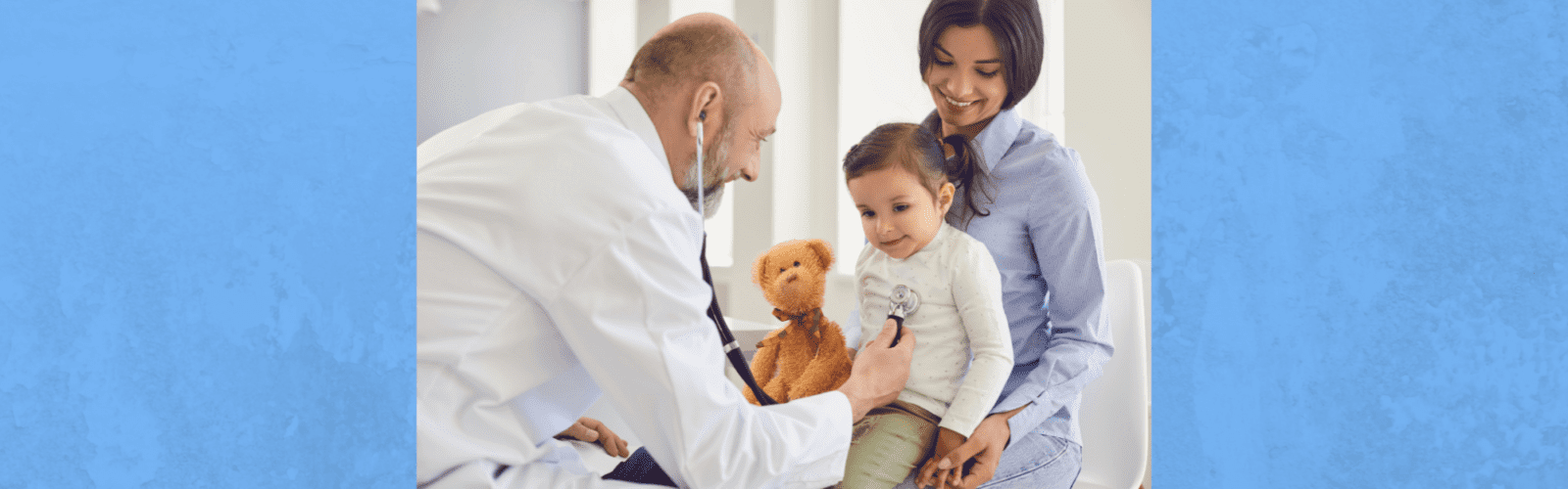 pediatric child with caregiver and doctor
